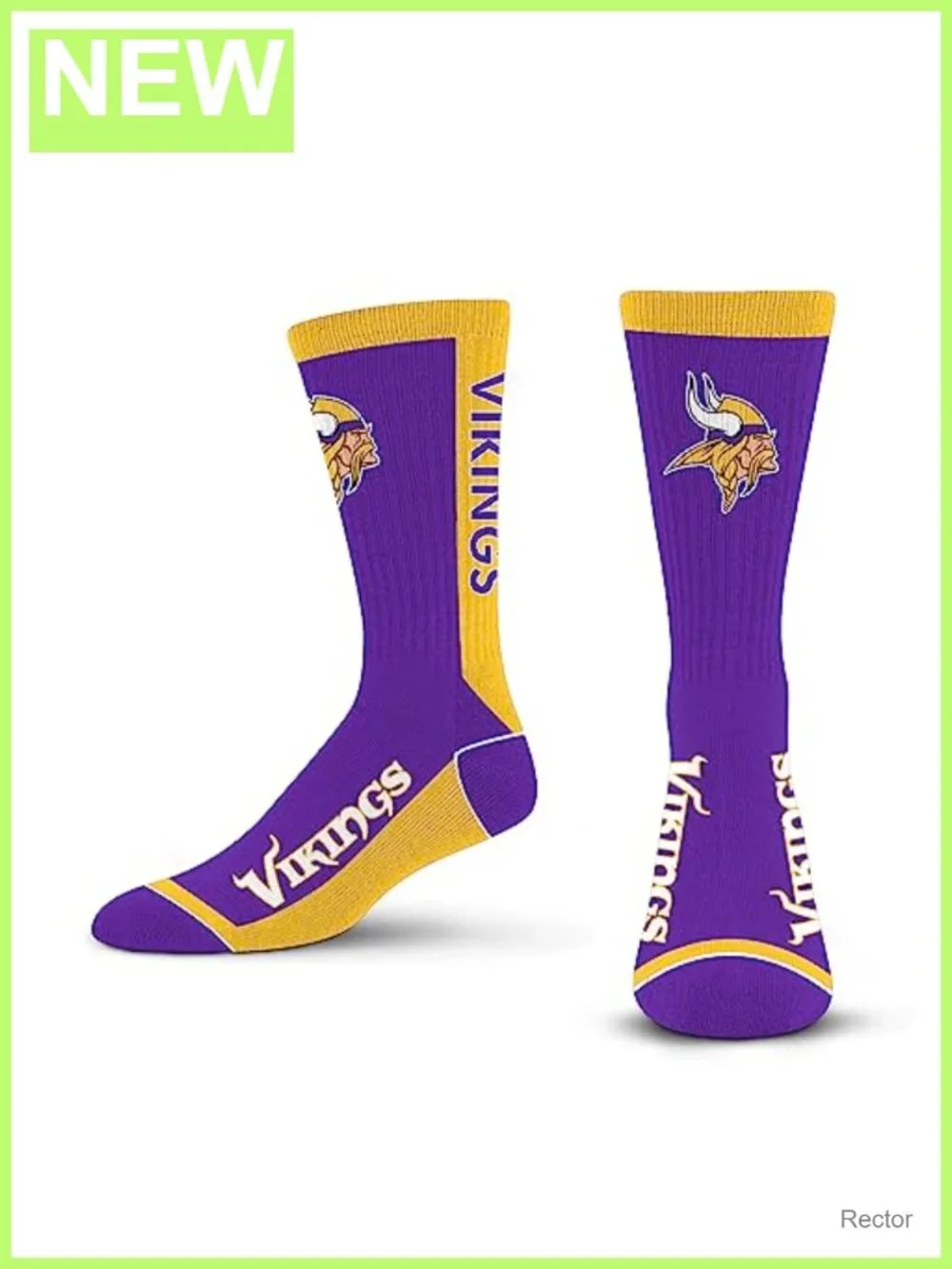NFL Vikings Crew Socks - Acrylic Blend, Athletic Fan Gear